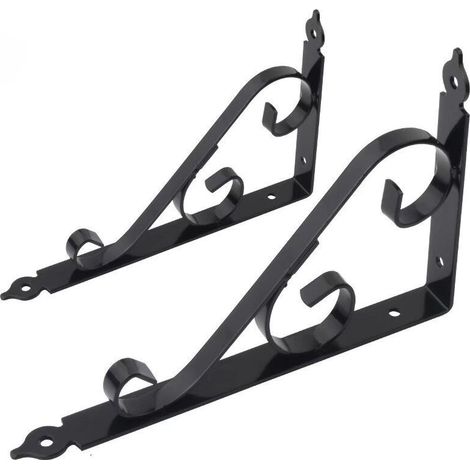 Consoles et taquets pour étagères Support Étagère Mural en Métal Support Équerre Triangulaire 90 Degrés Multifonctionnel D'étagère de Support avec Vis pour Jardinage, Cuisine 250mm 164mm 1 Paire (Noi (1/5)