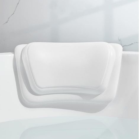 Oreiller de Bain, Coussins de Bain, Imperméable Coussin Baignoire PU, Oreiller de Bain avec Ventouses, Oreiller de Baignoir Ergonomique Spa, pour Baignoire, Bain à Remous, Accueil Spa-Blanc (1/5)