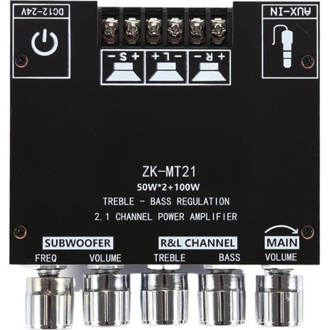 Amplificateur Audio Bluetooth 2.1 Canaux Alimentation 12 V ou 24 V pour Haut-Parleurs 4 Ω et 8 Ω Puissance 20 W à 100 W DIY HiFi