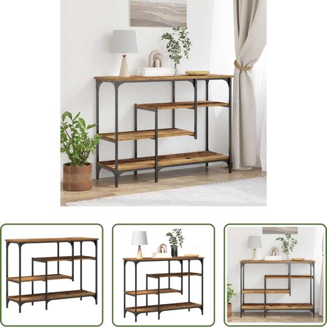 Rangement salon - Table Console avec étagère Bois ancien 100 x 35 x 75 cm (1/5)