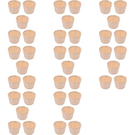 40 mini paniers tressés sans poignées pour cadeaux de fête, artisanat et décoration, adaptés à diverses occasions (7,5 x 6 cm) (1/4)