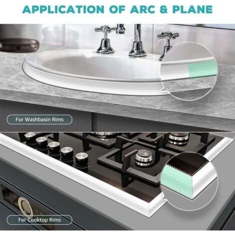VURAHOME - Joint Silicone Blanc Salle de Bain, Joint Salle de Baignoire, Ruban D'étanchéité, Anti-Moisissure et Imperméable, Ruban Adhésif doux Adapté à la Cuisine, les Toilettes, le Coin,de (1/5)