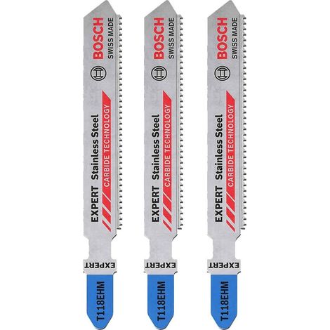 Bosch 2608900562 EXPERT Stainless Steel T118 EHM Jigsaw Blade 83mm Pack of 3 BPAT118EHM