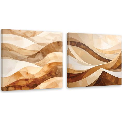 Tableaux sur toile lot  Abstraction beige de style géométrique 2 x 20x20