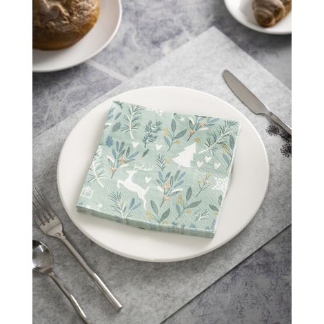 Eglo Servietten Hirsch Pasig grün/weiß 16,5 x 16,5 cm - 20er Pack Servietten