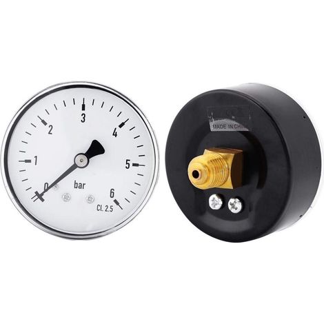 Pressure Gauge Mini Metal High Precision Fuel Manometer Water Liquid Pressure Gauge 0-6 Bar 1/4" NPT Thread (1/5)
