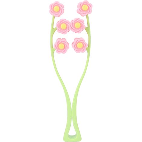 Rouleau de massage facial à rouleaux multiples concaves et convexes, poignée confortable, rouleau en forme de V, rose (1/5)