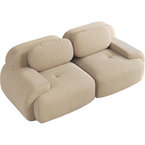 Modulares 2-Sitzer-Sofa aus Stoff mit Kordeloptik in Beige MODENUIT (1/5)
