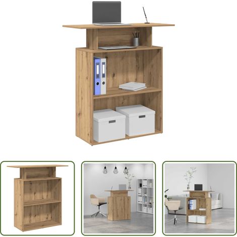 Comptoir de réception - Bureau réception chêne artisanal 100x40x104 cm bois ingénierie (1/5)