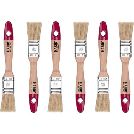 HARDY WORKING TOOLS Set de pinceaux Plats 6 pieces, 6 pieces - 25 mm de Largeur, Set de pinceaux Peints avec Manche en Bois, pinceaux Vernis Serie 36, 6PCS, Jeu de pinceaux A0200-360610 (1/5)