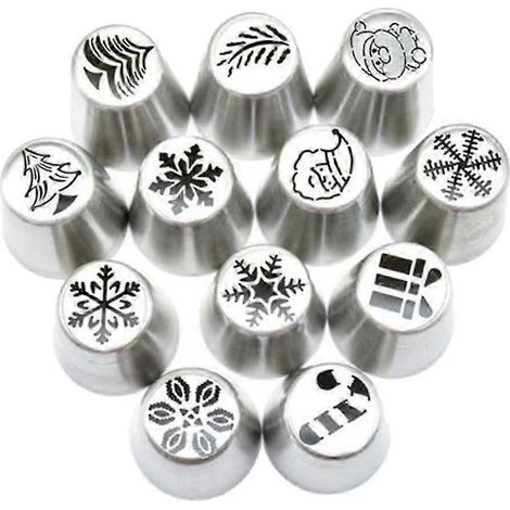 Set mit 12 Spritztüllen aus Edelstahl, Fondant-Werkzeuge, Gebäck-Spritztüllen-Sets, Zubehör (1/5)