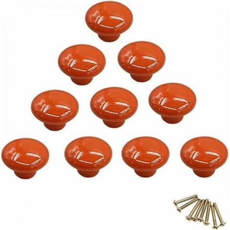 Handle- orange round porcelain knob, furniture knob, drawer knob, cupboard knob, ceramic handle, interior decoration makeover, vintage our drawer, cupboard, chest of drawers, door (1/5)