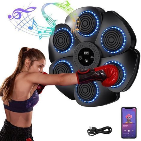 Machine de Boxe Musicale LED Boxe Mural Musique Bluetooth 9 Vitesses et Modes, Entraîneur de Boxe Électronique, Comptage (1/5)