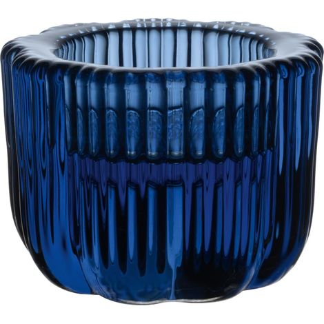 Fleur Bleu bougeoir 2 en 1, résistant au lave-vaisselle, bougeoir en verre bleu pour bougies à chauffe-plat et bougies à tige/bougies piliers, fait main, déco d’intérieur, verre (1/5)