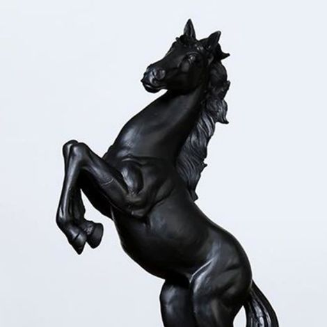 Figurine Cheval Au Galop - Résine Noire - Décoration Bureau Maison - 18x9x31.5 cm - 1 Pièce (1/4)