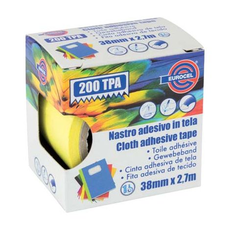 NASTRO ADESIVO TELATO 200 TPA EUROCEL - GIALLO MM 38 ML 2,7- 4 pezzi