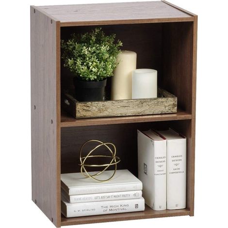 Iris Ohyama, Meuble de rangement, Bibliothèque, 2 étagères fixes, Solide, Design,Multifonctionnel, Bureau, Entrée, Chambre, Salon - Basic Storage Shelf CX-2 - Marron