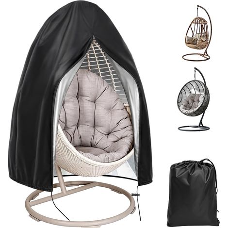 Rierousy Housse pour Fauteuil Suspendu 190x115cm 210D avec Fermeture éclair imperméable protection contre le vent, la neige, UV, déchirure – pour hamac suspendu et fauteuil balancelle (1/5)