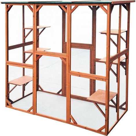 Recinto para gatos de exterior madera resistente 180 x 88 x 169 cm 6 zonas de descanso 160001712