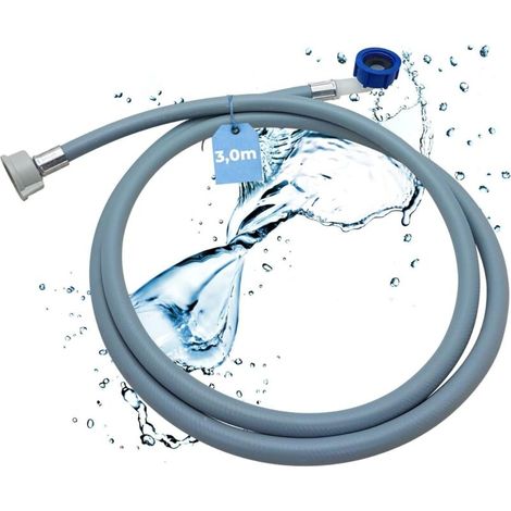 Wasserzulaufschlauch Waschmaschine Geschirrspüler 2964 Anschlusslänge 3,0m I 3/4" abgewinkelt/gerade mit Gelenk I Universell einsetzbarer Wasserzulaufschlauch