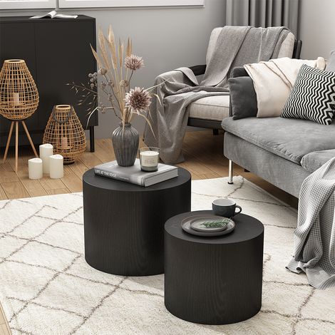 Couchtisch-Set Giva, Schwarz, 48 x 48 cm, Vicco