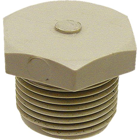 Tapón roscado de plástico PP, rosca externa de 1/2" 10 para línea de goteo.