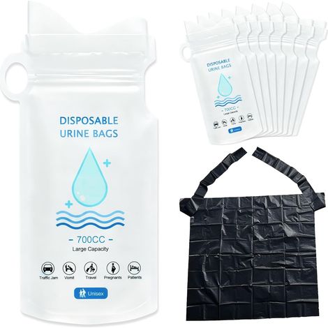 Sacs Urine, 700ML Urinoir Portable, Sacs a Vomi Voiture Toilette, Pee Sacs pour Hommes Femmes Enfants Camping, Urinal Homme, Sac a Vomi Voiture Enfant (1/5)
