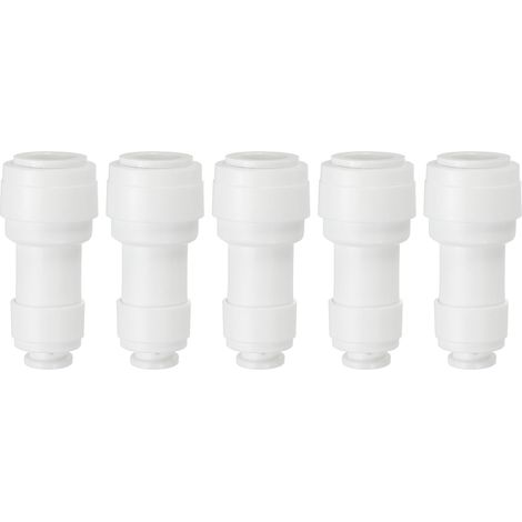 Straight Union Connector for Water Purifier 3/8" OD to 1/4" OD, 5 Pieces Connecting Tube Fittings for RO/DI Reverse Osmosis Water Purifier Plumbing System, White (1/5)