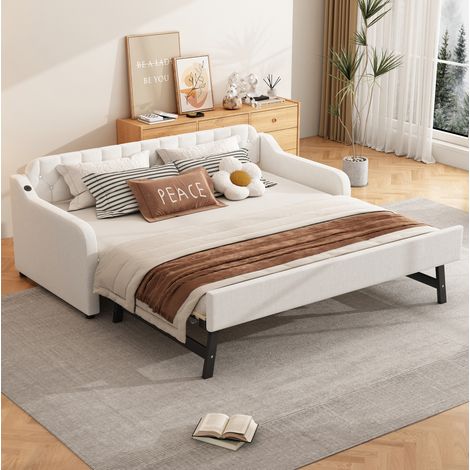 letto salvaspazio 90x200 estraibile USB beige OKMYHOME (1/5)