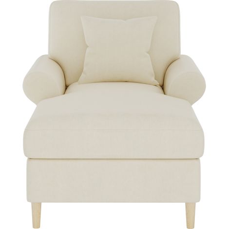 Sillón relax reclinable de terciopelo beige con cojín, 1 plaza, 133 x 90 x 87 cm (1/5)