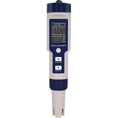 Testeur PH Mètre Électronique 5-en-1,Mesure Ph & TDS & EC Salinité & TempératureTesteur de qualité de l'eau,Écran LCD et Précision de Lecture,pour l'eau Potable, Aquariums, Piscines etc. (1/5)