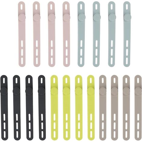 20 Pièces Attaches de Câble Réutilisables en Silicone, Gestion de Câbles Sans Effort pour Maison, Organisateur de Fils Multicolore, Durable et Élastique pour Câbles USB, HDMI, Alimentation, 5 Couleurs (1/5)