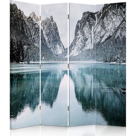 Paravent Décoratif Paysage Montagneux Zen et Serein - 145 x 150 cm - 2 faces R° V°
