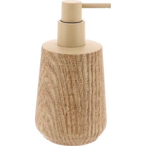 Distributeur a savon en polyresine effet bois 350ml - naturel -