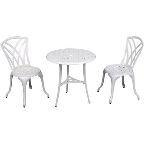 Inko Bistro-Set Chester Alu-Guss Tisch Ø 66 cm Stühle ohne Armlehnen 2 versch. Farben bronze