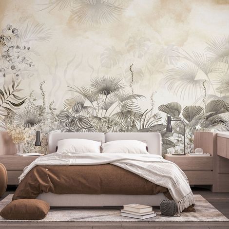 Papier peint panoramique - Feuilles tropicales - 195 cm x 130 cm (1/4)