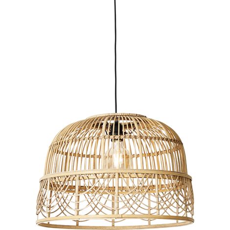 QAZQA Lampada a sospensione tavolo soggiorno michelle - Orientale - Malacca,Acciaio - Marrone - Oblungo E27 Max. 1 x 4.9 Watt (1/5)