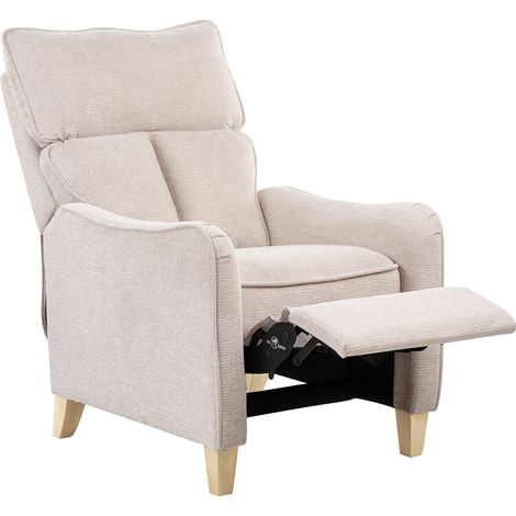 Sillón reclinable beige reposapiés extraíble estilo vintage respaldo alto Royston
