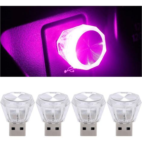 4er Set Auto USB Umgebungslicht Lila LED Innenraumbeleuchtung Atmosphäre Lampe (1/5)