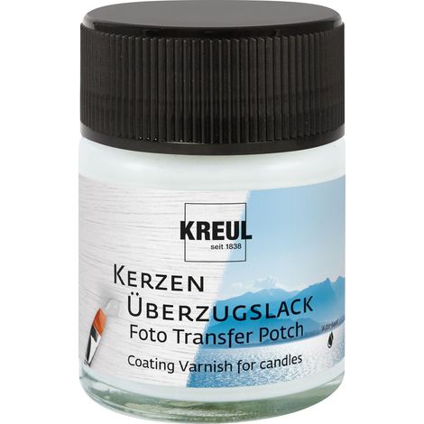 Foto Transfer Potch vernis de recouvrement pour bougies satiné, verre de 50 ml, à base de cire, pour protéger les images transférées de la poussière et de la saleté (1/3)