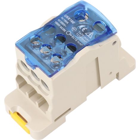 Rail DIN 35mm Boîte de Dérivation Puissance Bornier Électrique Connecteur Coffret de Répartition PC Cuivre Transparent AC DC 1000V 160A 1 Pièce (1/5)