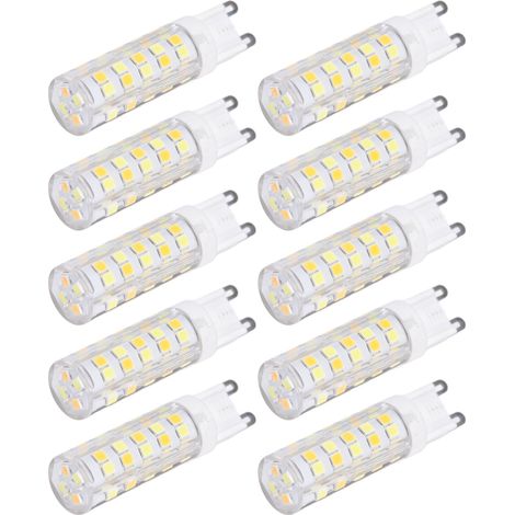 10PCS Ampoule LED G9 220V Dimmable en Céramique, 7W 64 LEDs pour Lustre, Remplace Halogène