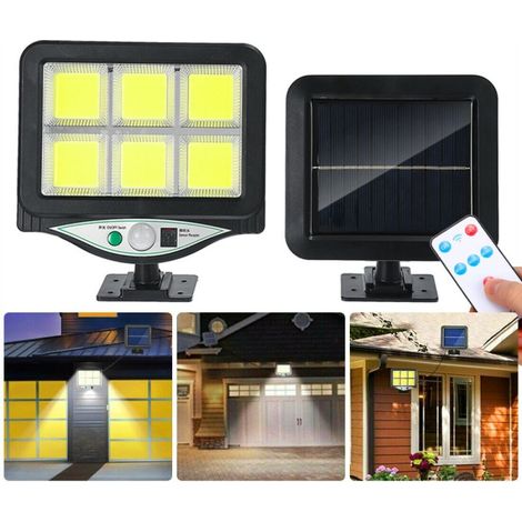 FARO SOLARE LED CON PANNELLO FARETTO SENSORE DI MOVIMENTO 128 LED COB BK-128-6 (1/4)