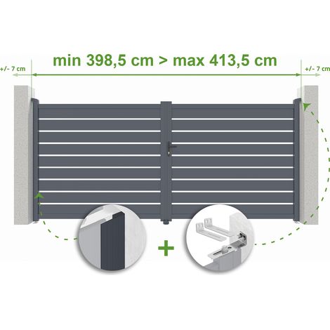 Verstellbares Drehtor Breite 4m VOGEL H.180cm grau Aluminium