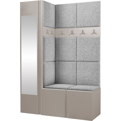 Conjunto para recibidor Hartford 277, Cachemira, 186x124x46cm, Espejo, Aglomerado laminado, Tapiz, Colocada, Montada en la pared