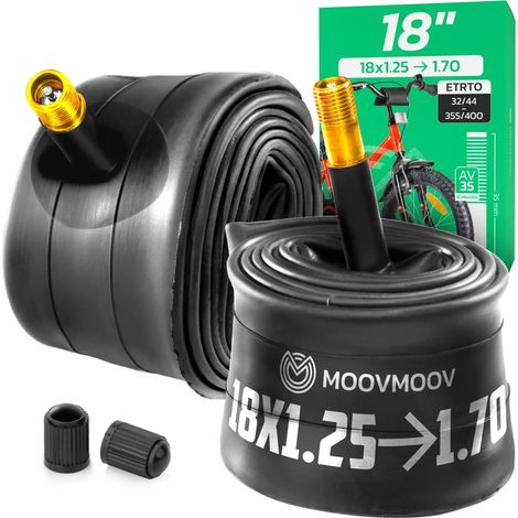 Chambre à air 18 pouces - Pour pneus de 18x1.25 à 18x1.65 - ETRTO 32-355 à 44-355 - Valve Schrader 35 mm - Lot de 2 (1/5)