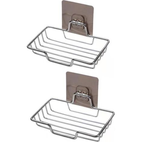 Porte Panier à Savon - Porte-Savon Douche - Acier Inoxydable - Fixation sans Perçage - 2 Supports - Multi-usage (1/4)