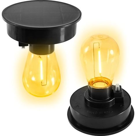 Juego de 2 luces solares para jardín - Piezas de repuesto de 8 cm - Con bombilla LED transparente - Cubierta de repuesto - Panel solar para luces de jardín - Farol solar - Decoración exterior (1/5)