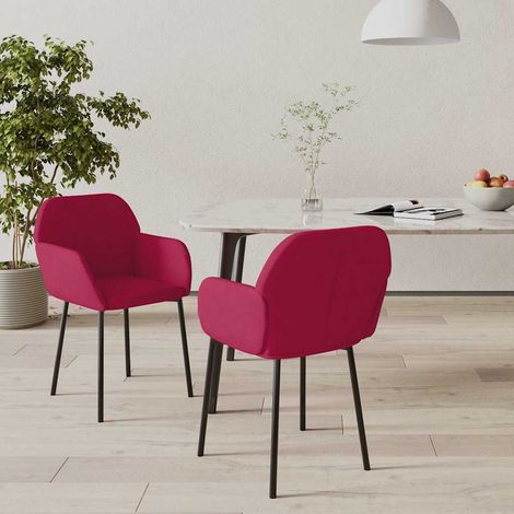 vidaXL Sillas de comedor 2 unidades terciopelo rojo tinto (1/5)