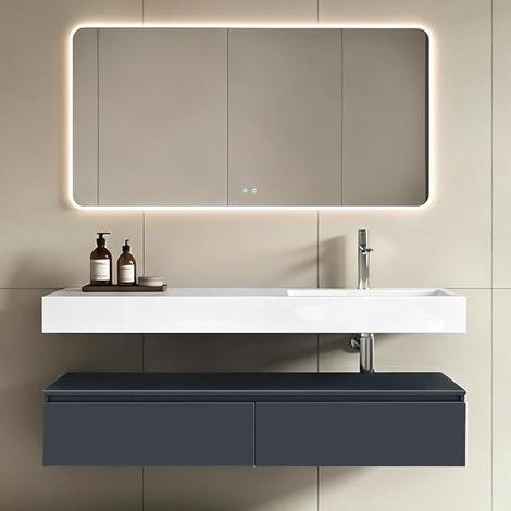 Hanging Bathroom Cabinet 150 cm Set of 3 Pieces (1/5)